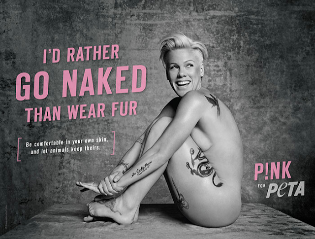 Pink goes nude for PETA Pink goes nude for PETA
