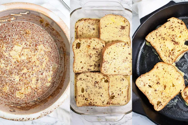 Step by step photos of how to make eggnog french toast