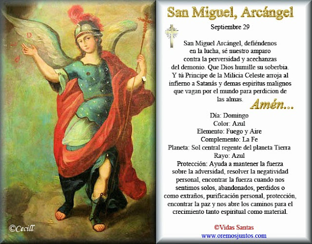 Imágenes de Cecill: Estampita y Oración a San Miguel Arcángel