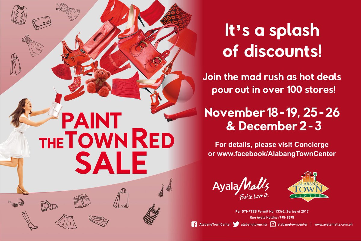 alabang town center paint the town red sale november 18 to december paint the town red flyer