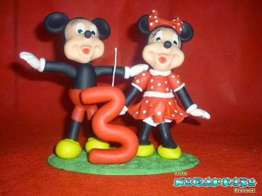 Velinha em biscuit Mickey e Minie