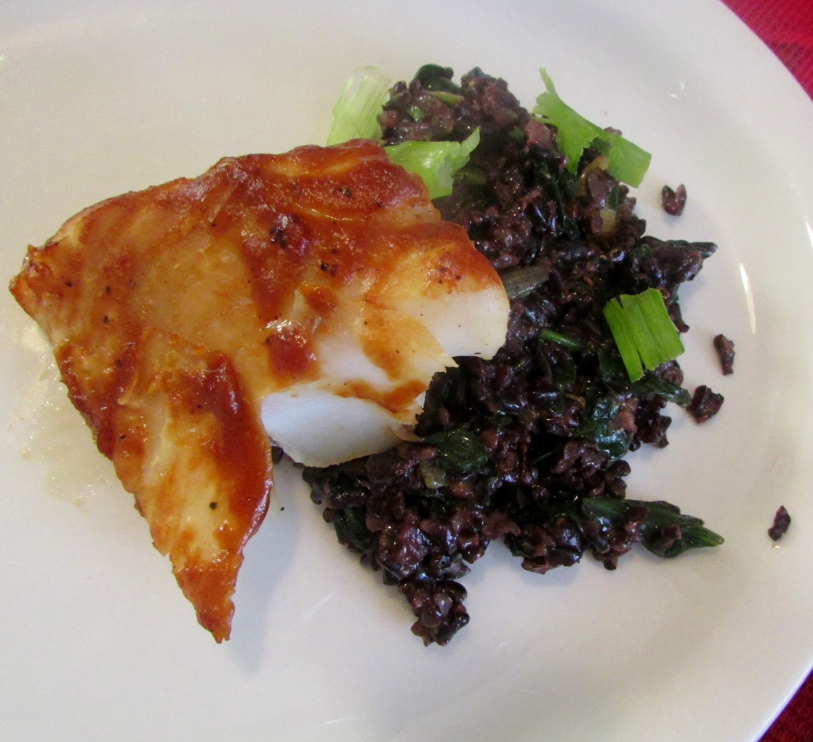 Heck Of A Bunch: Glazed Baked Cod with Black Rice - Recipe