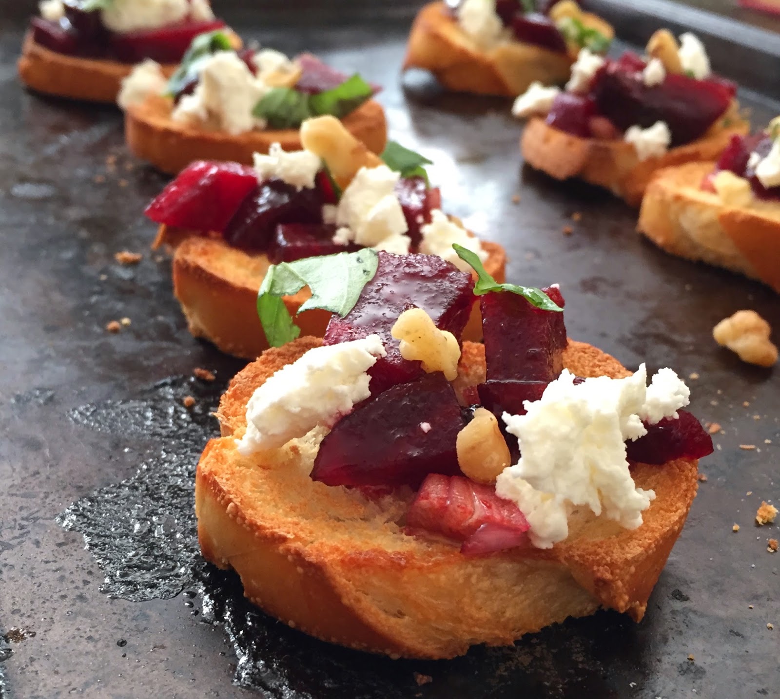 beet & goat cheese crostini