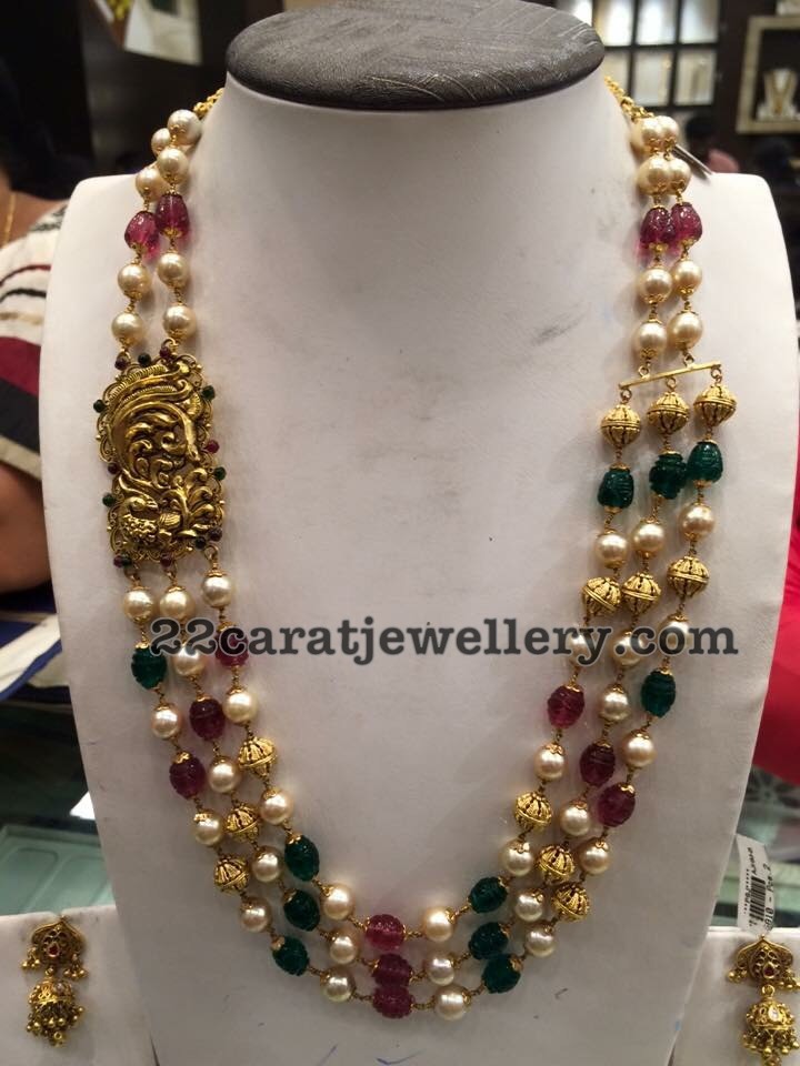 Multi Color Three Rows Beads Chain Jewellery Designs