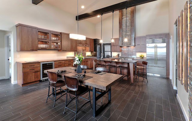 Küche-rustikal-modern-Design-mit-offene-Essbereich