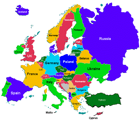 Carte de l'Europe Régional Departement