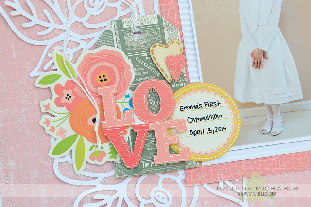 Love First Communion Scrapbook Page by Juliana Michaels featuring Ruby Rock-it Happy Days Collection