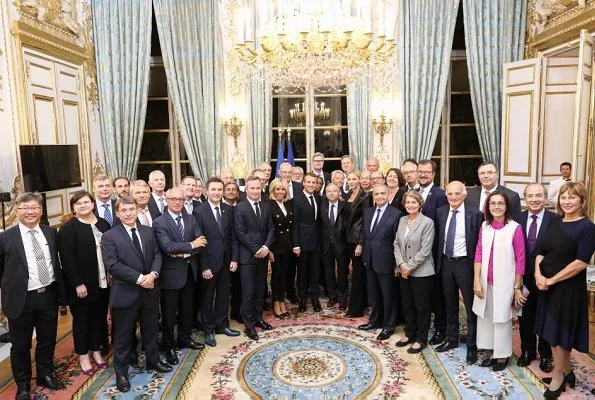 Princess Charlene and other members were received by French President Emmanuel Macron and his wife Brigitte Macron at l'Elysée Palace