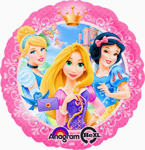 Круглые фольгированные шарики с принцесами