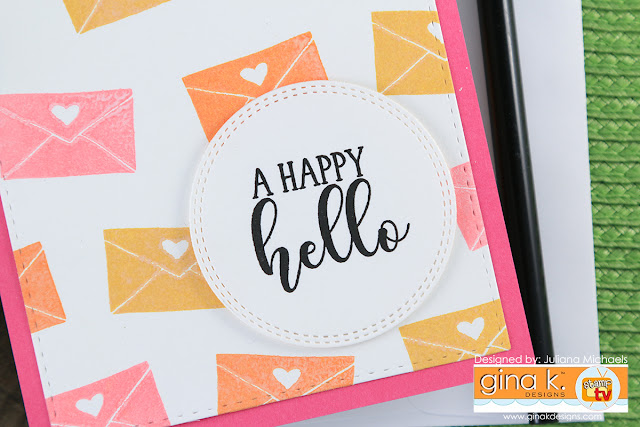 Happy Hello Card by Juliana Michaels featuring Happy Mail Stamp Set by Gina K Designs