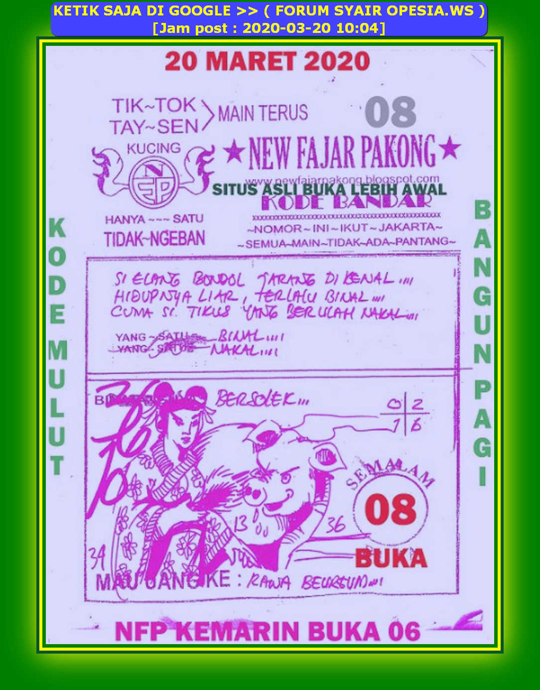 1 New Message Kode Syair Hongkong 20 Maret 2020 Forum Syair Togel Hongkong Singapura Sydney