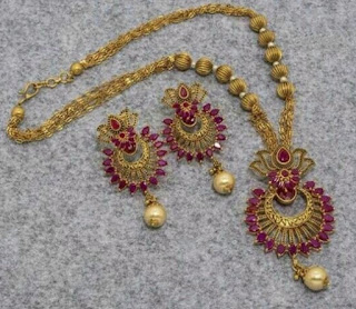 New golden gundla haram necklace designs