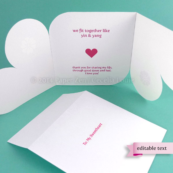 Paper Zen: Yin Yang Valentine Card - Printable / Hand Cuttable
