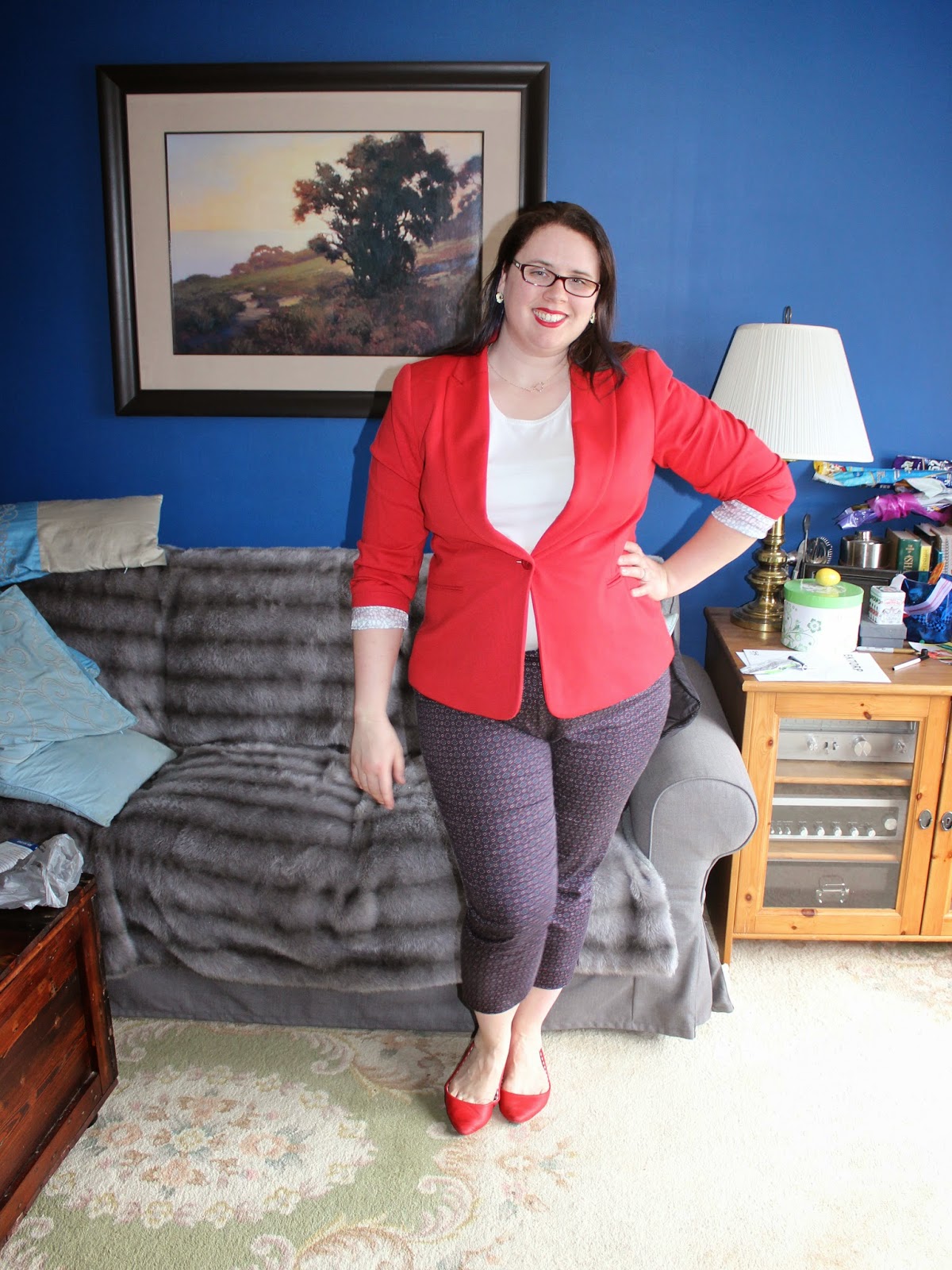 What Mama Wears: Red blazer and print pants