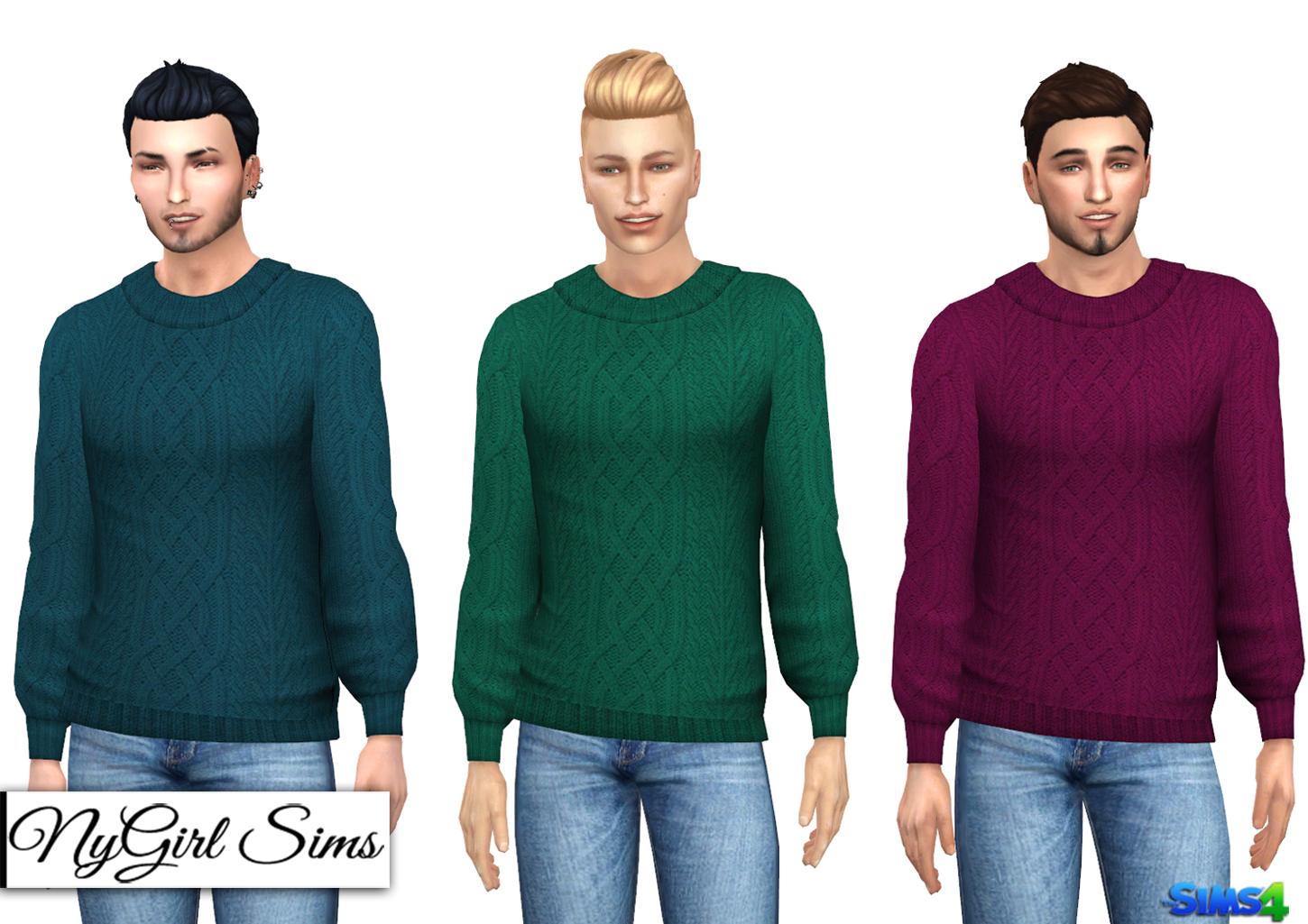 NyGirl Sims 4: Cable Knit Collared Sweater