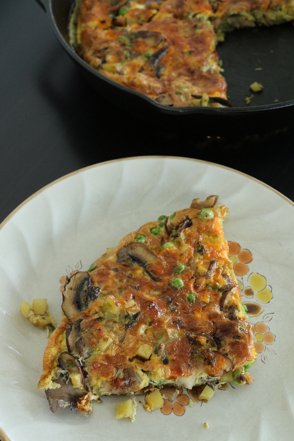Mission Food Wild Mushroom Frittata with Cheddar, Green Onions, and Peas