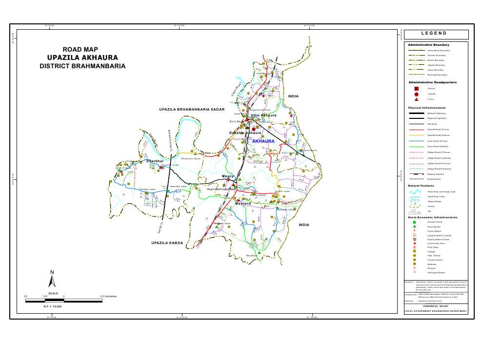 Akhaura Upazila Road Map Brahmanbaria District Bangladesh