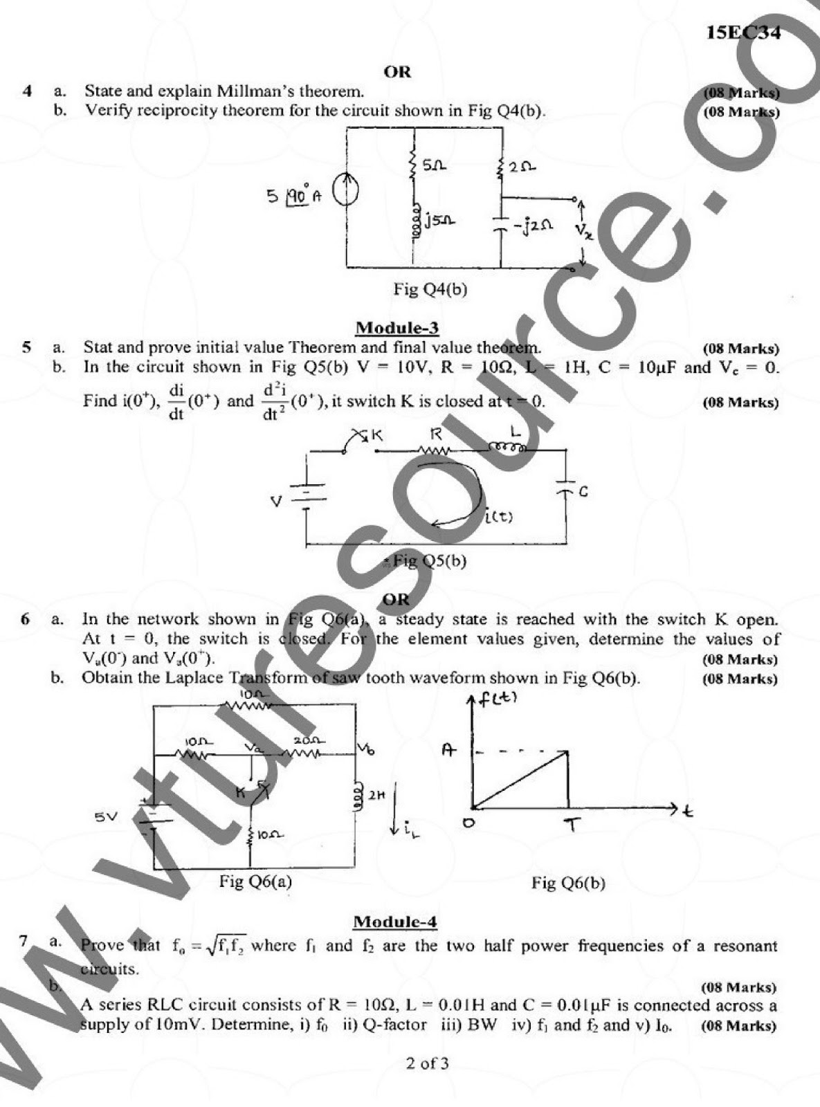 VTU BE 3rd Semester ECE Question Paper Network Analysis (Dec 2016