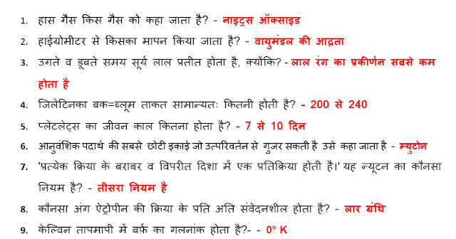 General Science Questions and Answers One Liner Hindi PDF Download