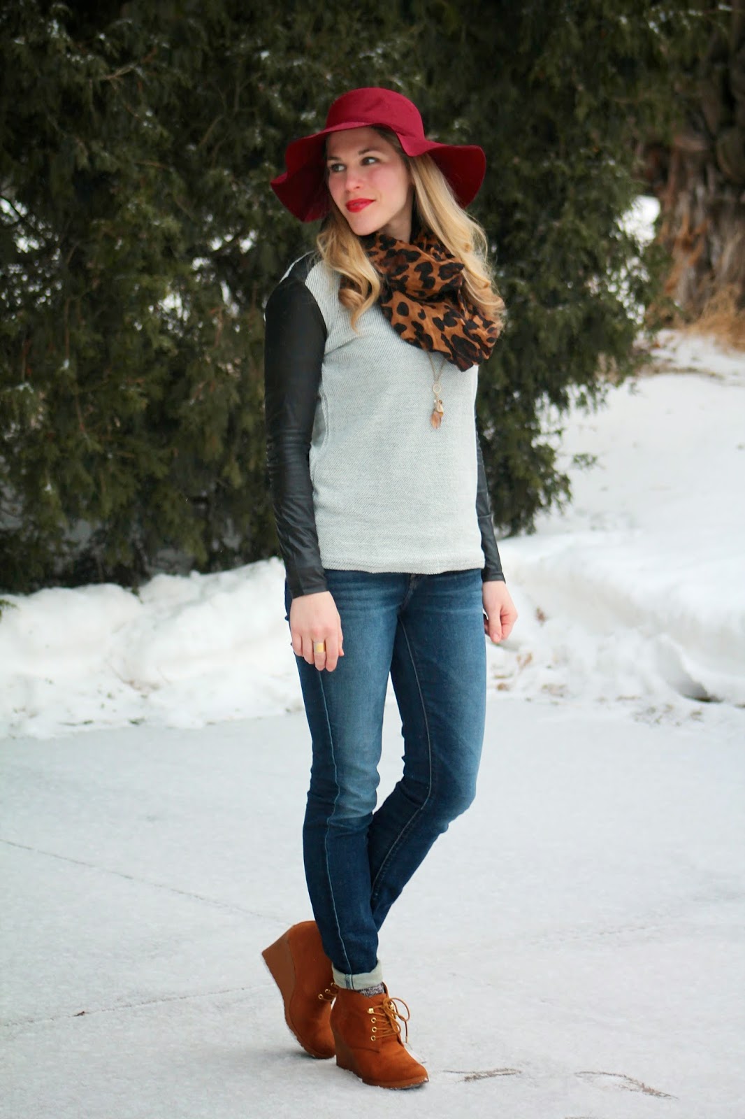 Marled Sweater and Floppy Hat