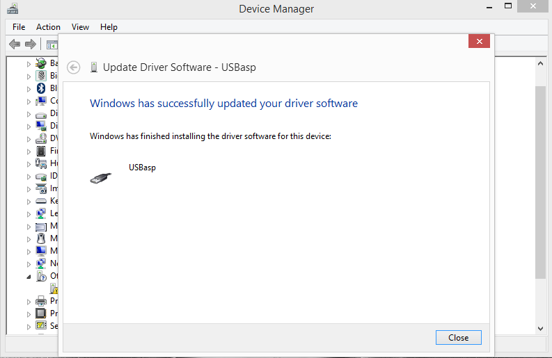 USBASP драйвер Windows 10. Updated successfully