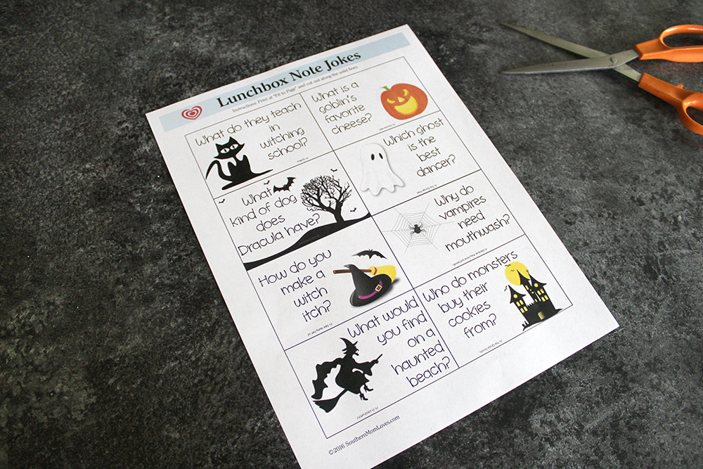 Southern Mom Loves Halloween Lunchbox Note Jokes Printable + How to