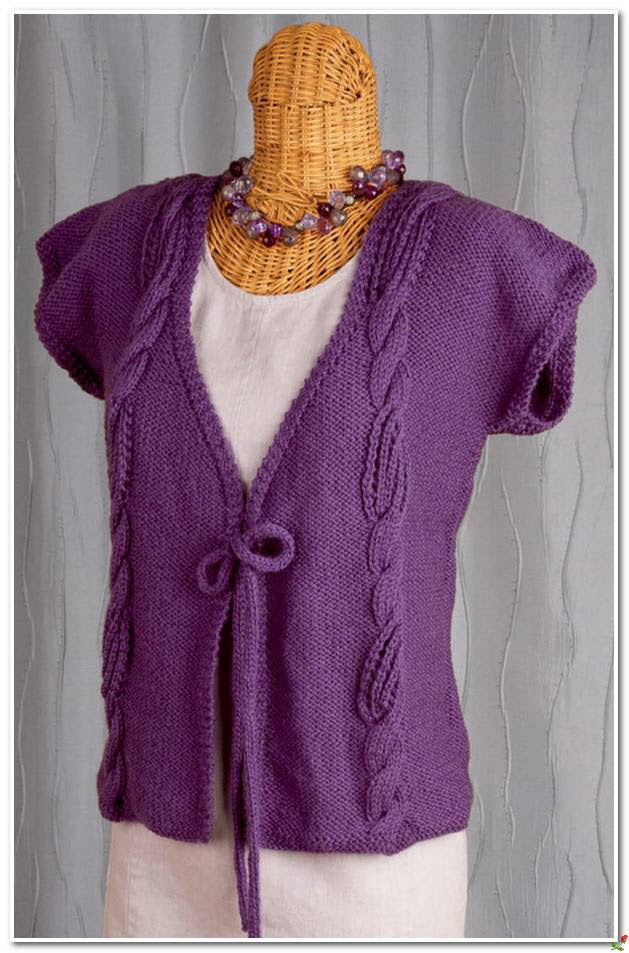Crochet Knitting Handicraft: Knitting jacket with original braids.