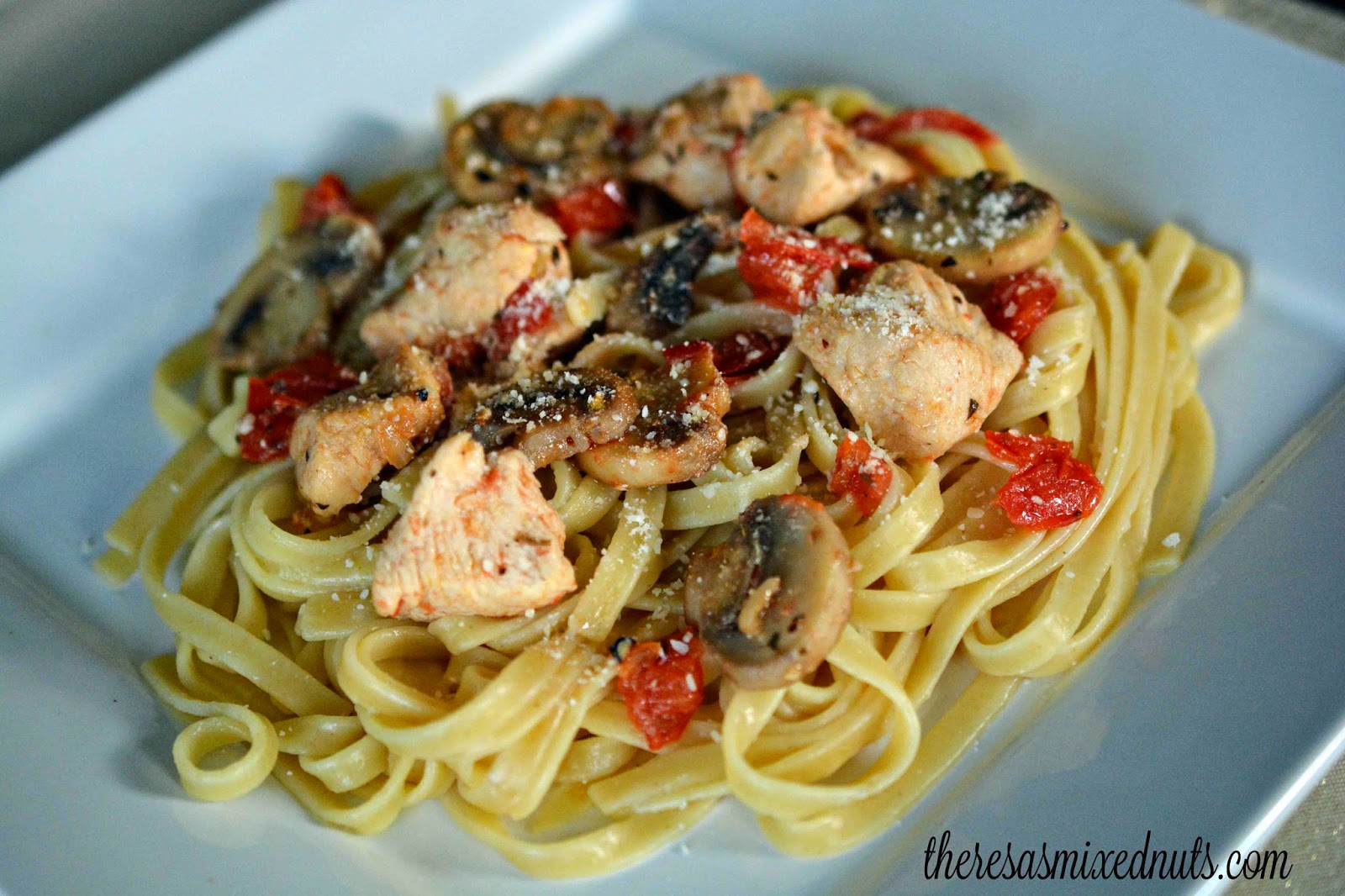 Theresa's Mixed Nuts 30 Minute Meal Chicken with Herbs on Pasta