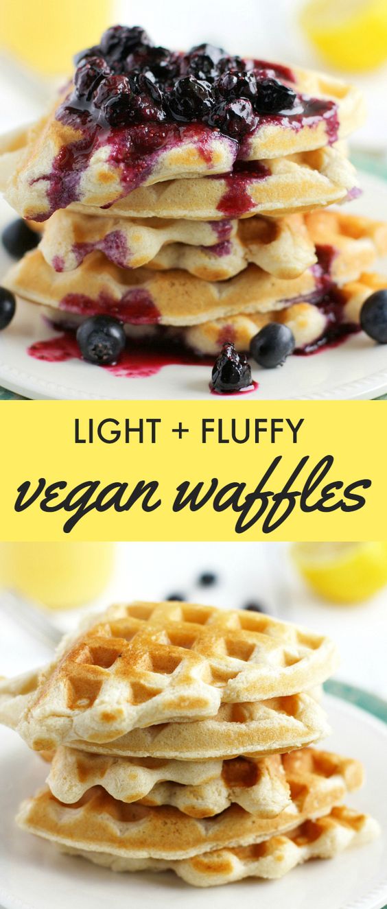 Light and Fluffy Vegan Waffles with Blueberry Sauce PodPoint