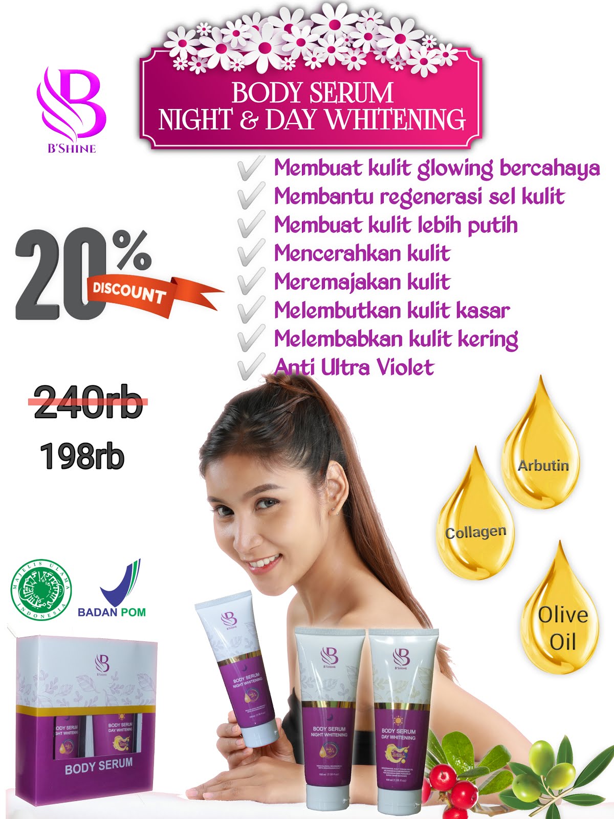 B'SHINE BODY SERUM DAY NIGHT WHITENING