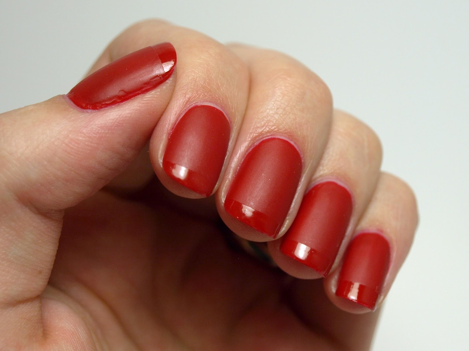 Matte Red Acrylic Nails with Rhinestones - wide 4