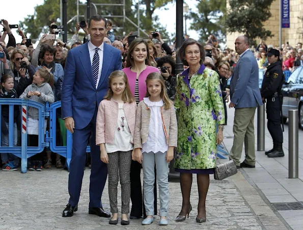 King Felipe VI and his wife Queen Letizia of Spain, Queen Sofia, Princess Leonor and Princess Sofia