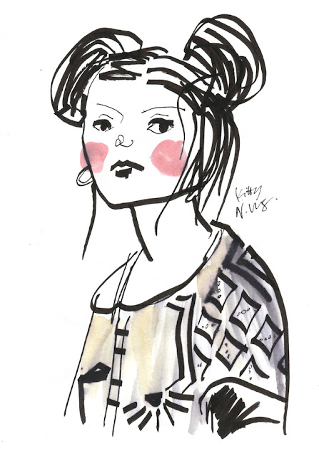 Gwen portrait in marker and gouache / Kitty N. Wong