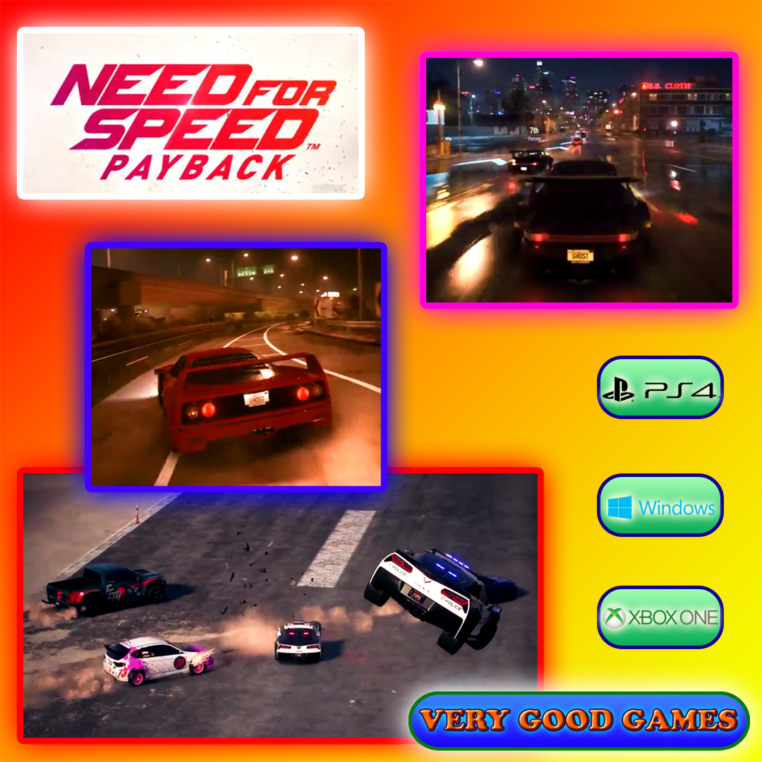 A banner for the review of Need for Speed Payback - a racing game for PC, PS4, Xbox One