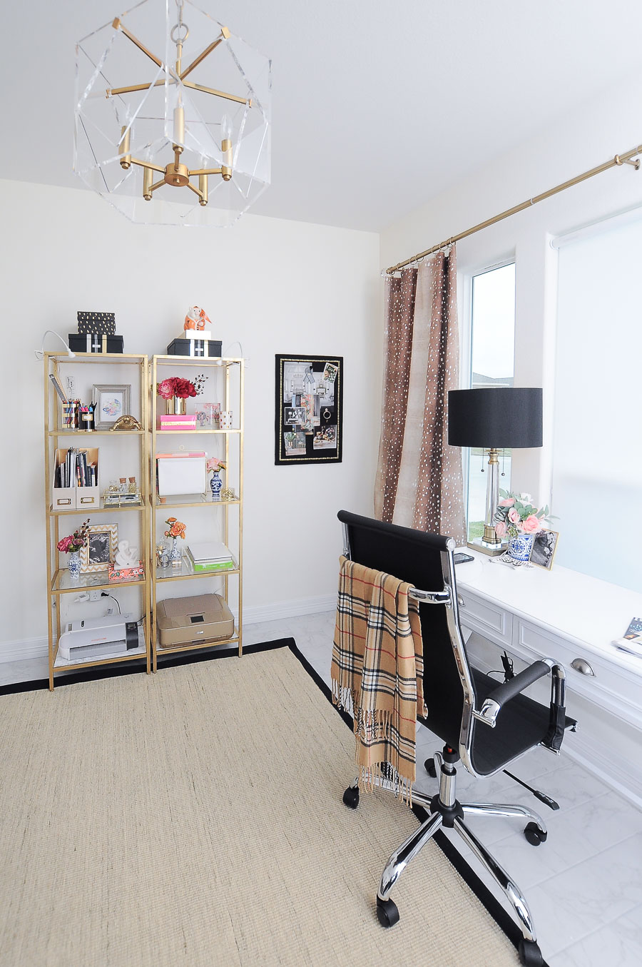 Bright White & Gold Home Office Reveal MONICA BENAVIDEZ