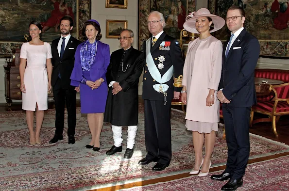 King Carl Gustaf and Queen Silvia, Crown Princess Victoria and Prince Daniel, Sofia Hellqvist and Prince Carl Philip, President Shri Pranab Mukherjee of India 