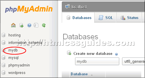 MySql Database phpMyAdmin Done