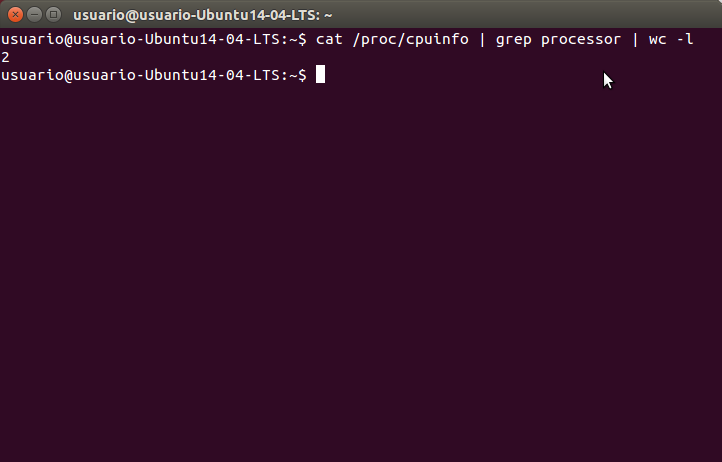 cat  proc cpuinfo | grep processor | wc -l