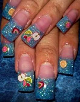Diseño de uñas Foto de uñas con diseño de frutas (tiene manzanas, sandias, naranjas, etc)