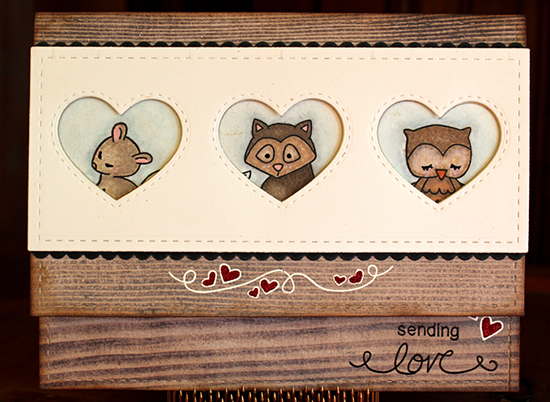Sending Love Card by Larissa Heskett | Cute animal stamps by Newton's Nook Designs