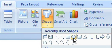 Gambar menu insert shapes
