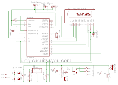 GSM based fire alert system circuit diagram