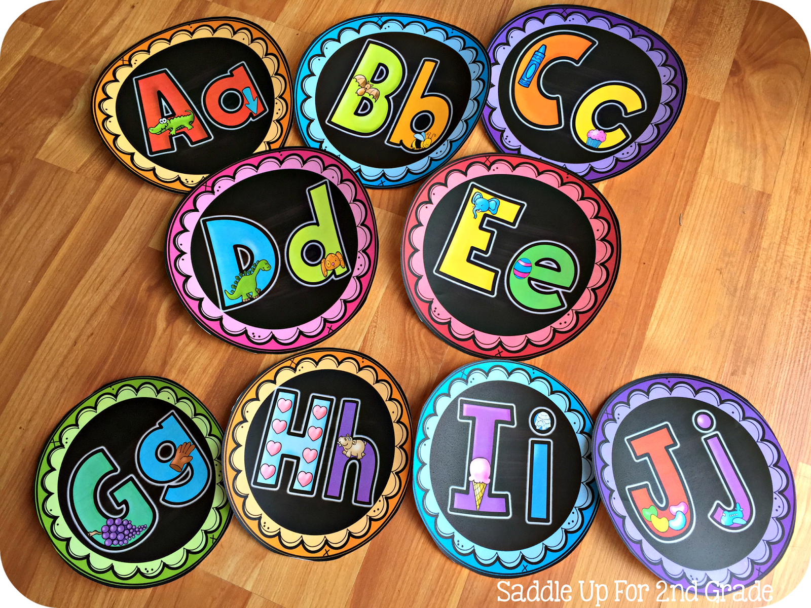 Chalkboard Bright Phonics Alphabet Posters by Saddle Up For 2nd Grade