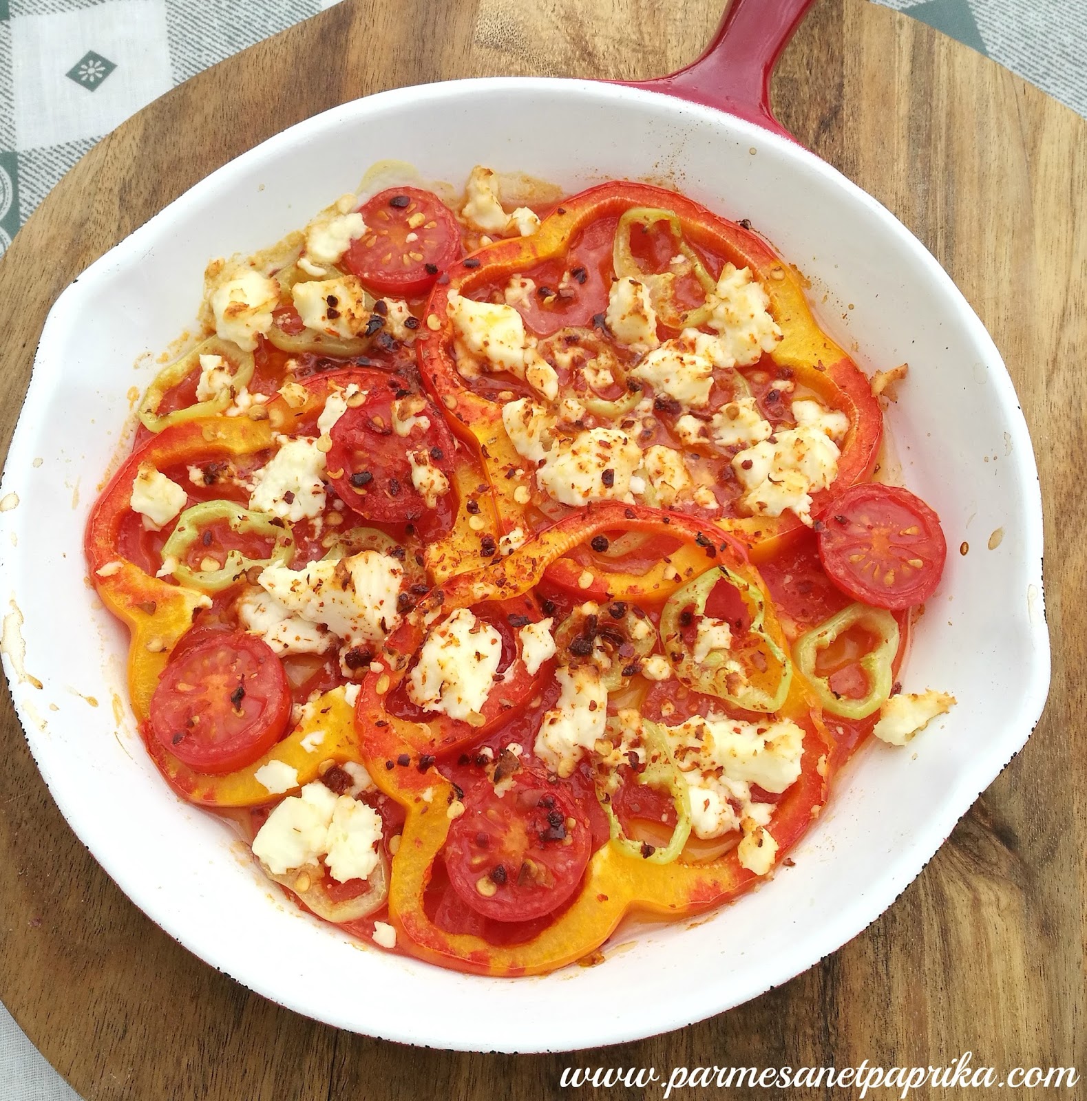 Parmesan et Paprika Tomates, Poivrons et Feta au Four