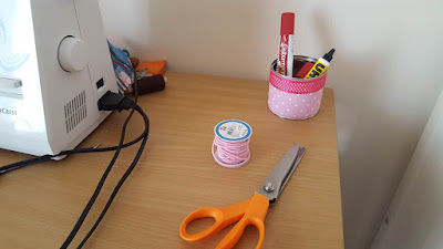 Upcycled fabric covered tin can Upcycled fabric covered tin can