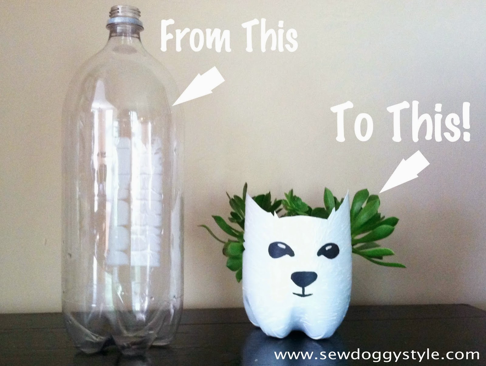 Sew DoggyStyle DIY Recycled Pet Planter from a Soda Bottle