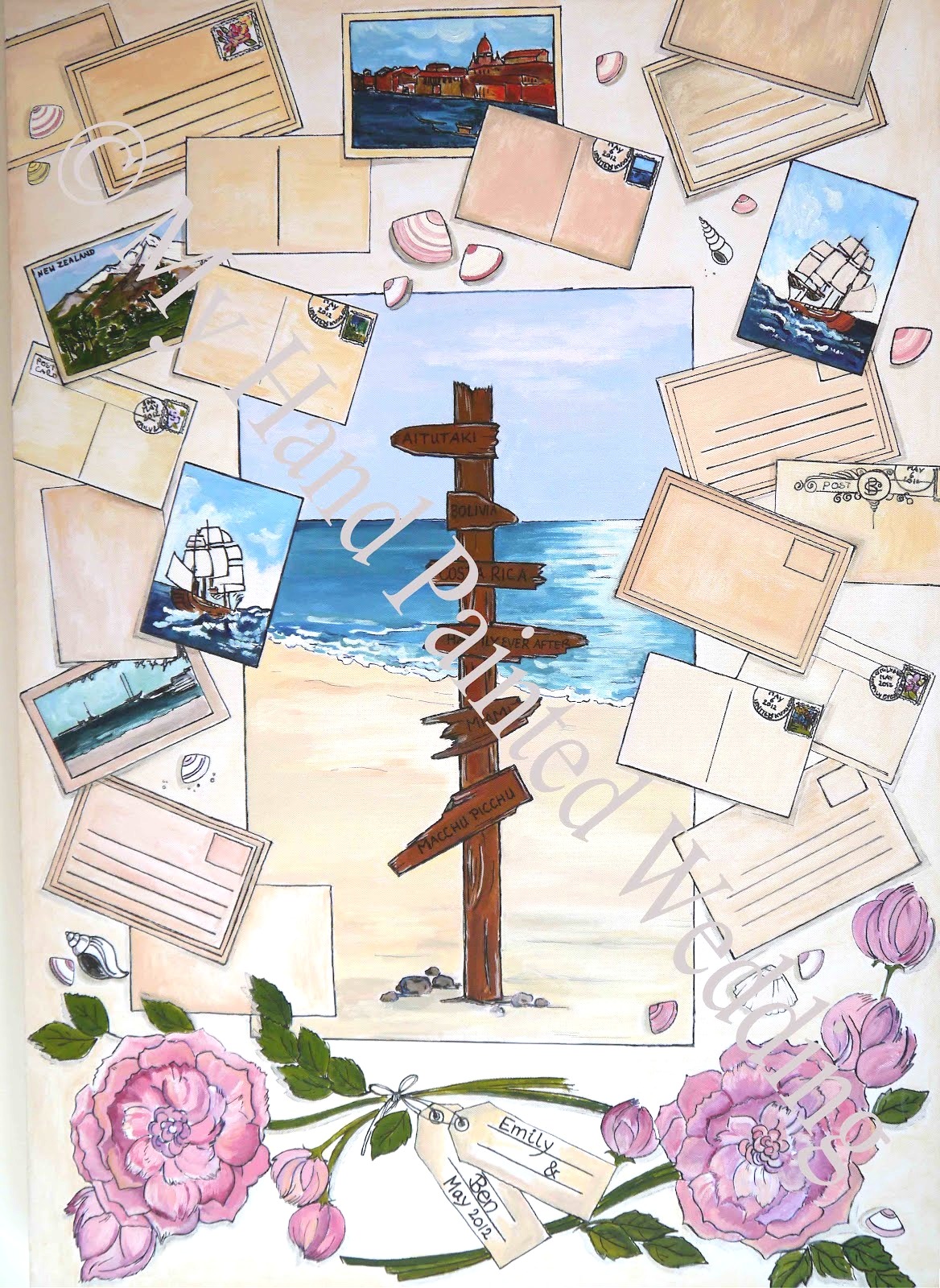 My hand painted wedding Vintage travel