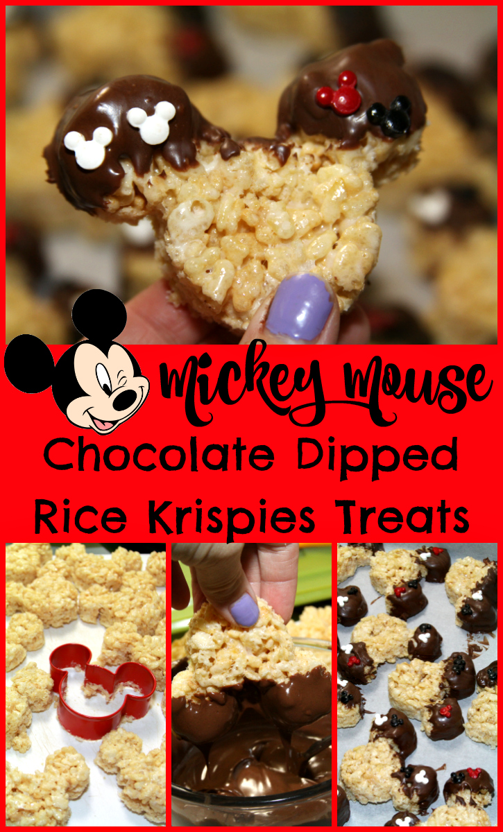For the Love of Food Mickey Mouse Chocolate Dipped Rice Krispies Treats