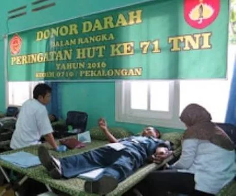 Peringati HUT Kodam, Kodim 0710/Pekalongan Donorkan Darah