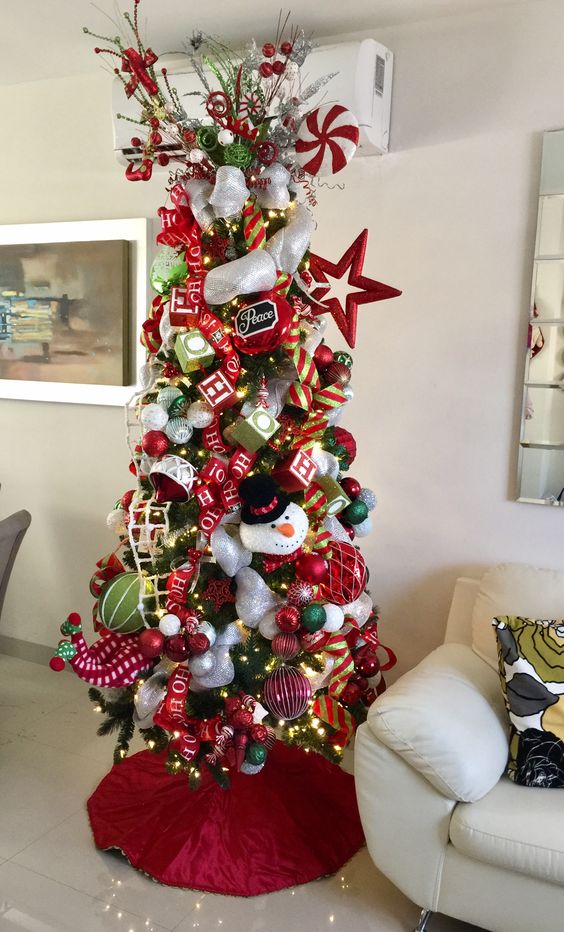 11 Ideas temáticas para decorar arboles navideños en rojo